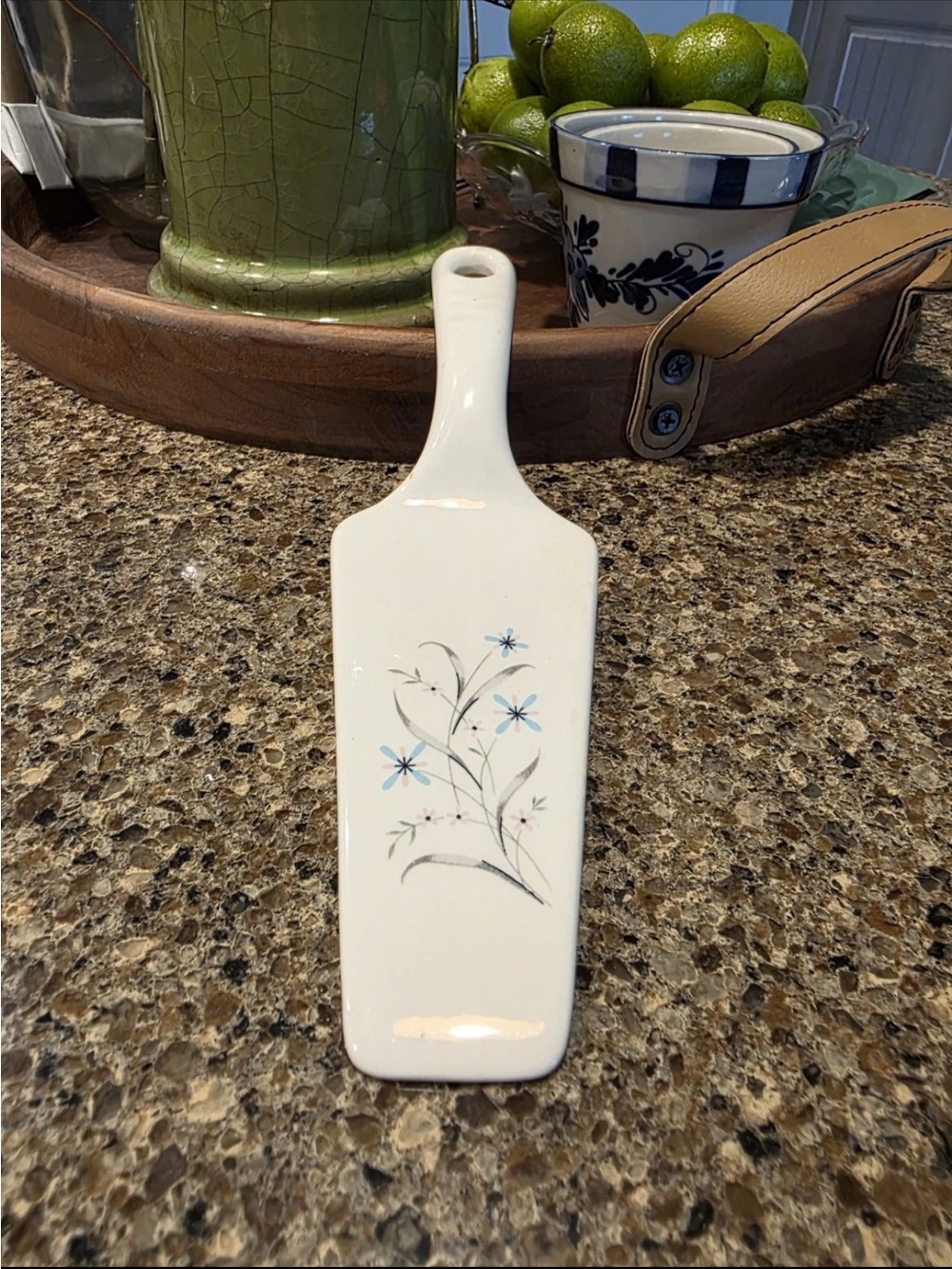 Vintage Pie Server with Delicate Blue Floral Design